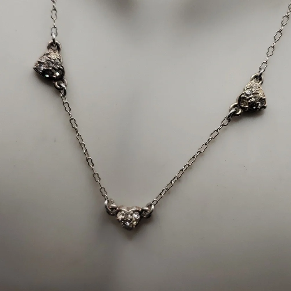 N3327 sterling crystal heart choker high‎ end